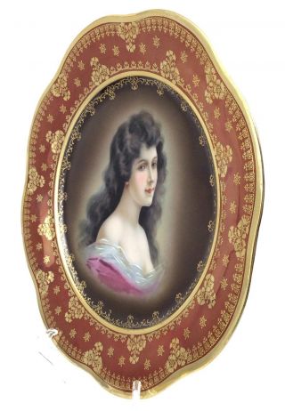 Antique Royal Vienna Bavaria Amorosa Lady Portrait Transferware Crown Plate H543 7