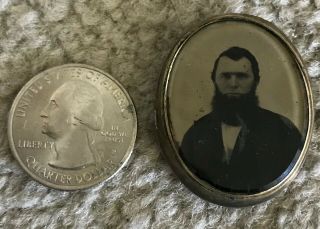 Vintage Antique 19th Century Photo Miniature Portrait Mourning Hair Brooch