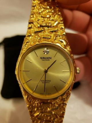 Vintage Gruen Gold Nugget: Mens watch. 2
