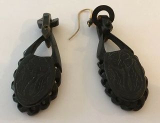 Antique Whitby Jet Earrings Victorian Vintage Gothic Goth