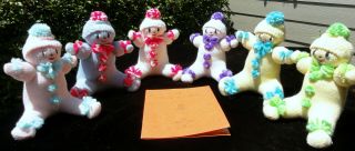 6 Wwii Vintage Hand Made " Socky " Dolls,  “how To” Pamphlet – Nm/min