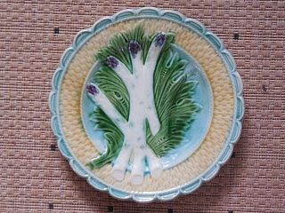 Rare Antique French Sarreguemines Majolica Asparagus Plate