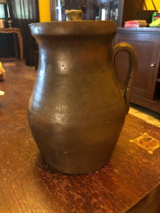 Appraised Over $900 15yr Ago Antique Primitive Stoneware Pitcher Lid Salt Glaze