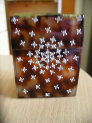 Faux Tortoise Shell Card Case With Crystal Design On The Front