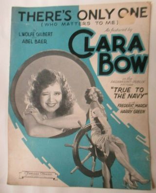 Vintage 1930 Sheet Music Clara Bow True To The Navy There 