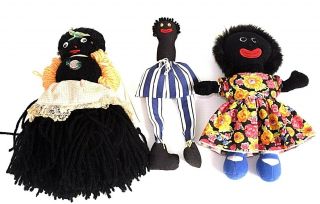 Vintage Black Rag Dolls Cloth Americana Usa - Hand Knitted Retro Kitsch Noddy X3
