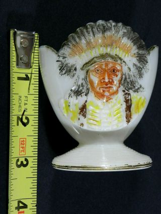 antique MILK GLASS INDIAN CHIEF HEADDRESS MATCH HOLDER TOOTHPICK 4