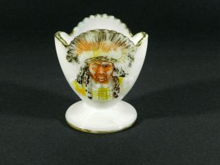 antique MILK GLASS INDIAN CHIEF HEADDRESS MATCH HOLDER TOOTHPICK 7