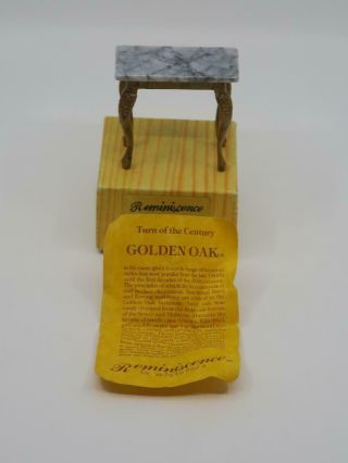 Vtg Reminiscence Golden Oak Marble Top End Table Dollhouse Miniature Wooden