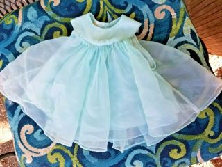 Vintage Blue Doll Dress 11 " From Top Of Sleeve To Bottom Hem
