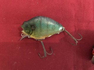 Vintage Wood HEDDON 740 PUNKINSEED in EARLY ROCK BASS Antique Fishing Lure 10 3