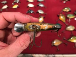 Vintage Wood HEDDON 740 PUNKINSEED in EARLY ROCK BASS Antique Fishing Lure 10 6