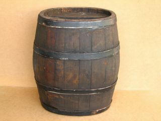 Old Antique Primitive Wooden Wood Barrel Keg Canteen Cask Wine Brandy 17.  5 In