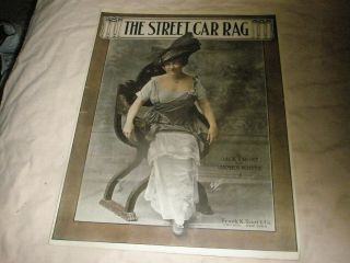 Antique Lg.  Sheet Music: " The Street Car Rag " Jack Frost (1915)