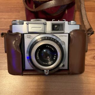 Antique ZEISS IKON CONTINA 35mm Camera with Pantar 1:2.  8,  f=45mm Lens w/Case 2
