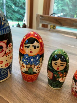 Vintage Russian/USSR Nesting Dolls Conical Maiden RARE,  Set of 6 3