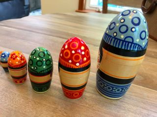 Vintage Russian/USSR Nesting Dolls Conical Maiden RARE,  Set of 6 4