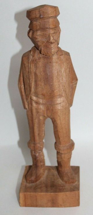 Vintage HAND CARVED Canadian WOOD FIGURE Man With Hands In Pockets BIG 2