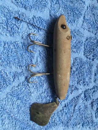 Vintage Old Wood Fishing Lure Heddon Flap - Tail Mouse