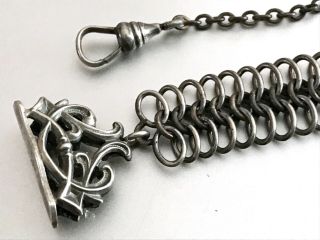 Antique Victorian Silver Plated Pocket Watch Chain / Blank Wax Seal Fob