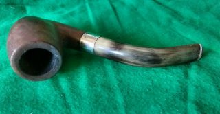 Antique Horn Stem Silver Banded Smoking Pipe (HP) 3