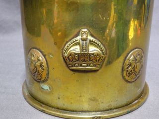 Antique WW1 German Brass Shell Case Lidded Container / Tea Caddy - Trench Art 2