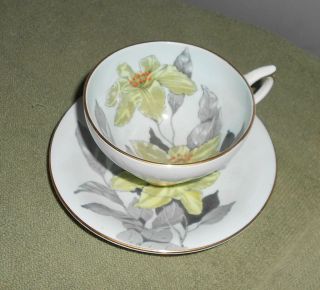 CLARENCE Bone China FLORAL Yellow Lilies Tea Cup and Saucer Set England 4