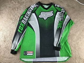 Vintage Fox Racing Motocross Moto X Jersey Green Bmx Xl Image T Shirt Long Sleev