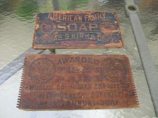 Vtg (antique) American Family Soap Dovetail Wood Crate Paper Label Sides Signs