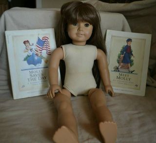 Vintage Pleasant Company American Girl Molly Doll W/ 2 Books Needs Tlc