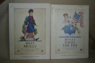 Vintage Pleasant Company American Girl Molly doll w/ 2 books needs TLC 5