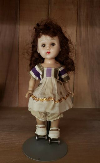Vintage Vogue Ginny Doll Auburn Brown Hair Braids Brown Eyes Straight Leg Walker