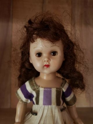 Vintage Vogue Ginny Doll Auburn Brown Hair Braids Brown Eyes Straight Leg Walker 2