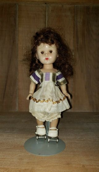 Vintage Vogue Ginny Doll Auburn Brown Hair Braids Brown Eyes Straight Leg Walker 4