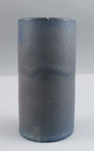 Antique Hampshire Art Pottery Arts Crafts 17/2 Cylinder Vase Textured Blue Glaze