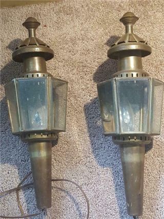 2 Antique Outdoor Wall Light Sconce Carriage Glass Rustic Lantern Torch Tudor