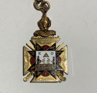 Antique Masonic Knights Templar Scottish Rite Watch Fob Jewels With Chain 2