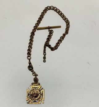 Antique Masonic Knights Templar Scottish Rite Watch Fob Jewels With Chain 3