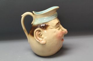 Antique German French Sarreguemines Majolica Toby Type Character Pitcher 3