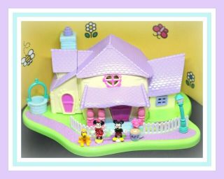 ❤️polly Pocket Vtg 1995 Disney Minnie Mouse Surprise Party House 3 Dolls❤️