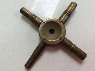 Vintage Brass Spider Clock Winding Key - Sizes - 3,  5,  6,  7