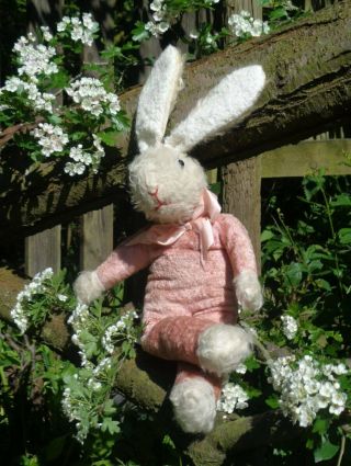 Antique 24 " Pink & Cream Rabbit,  English,  C1930,  Chad Valley 