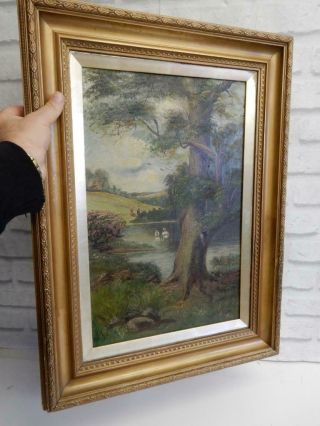 Really Old Painting Oil Landscape Signed E Wright
