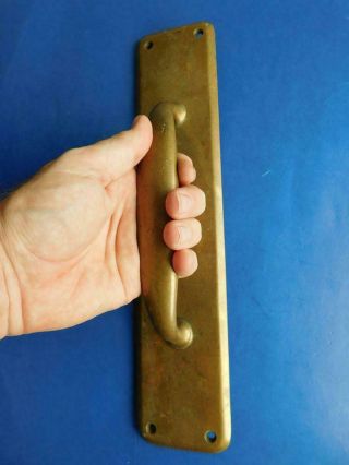 H1 Large Antique Edwardian Brass Door Pull Handle 1900s