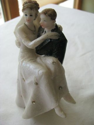 Vintage Groom Holding Bride Wedding Cake Topper Bride and Groom VG 3