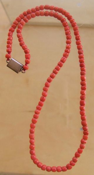 WONDERFUL ANTIQUE REAL CARVED CORAL BEAD NECKLACE 14g 2