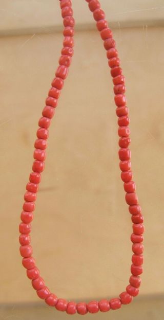 WONDERFUL ANTIQUE REAL CARVED CORAL BEAD NECKLACE 14g 5