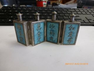 Antique Fine Chinese Export Silver Enamel Snuff Medicine Scent Bottles Marked