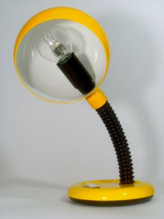 VINTAGE YELLOW BEDSIDE TABLE LAMP ITALY DESIGN 1960/70s SPACE AGE MODERNIST RETR 6