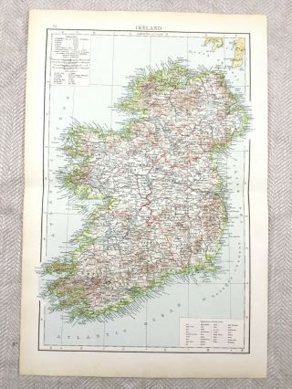 1895 Map Of Ireland Eire Irish County Old Antique 19th Century Victorian